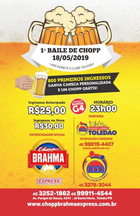 18 DE MAIO - Vem a Baile do Chope no Toledo