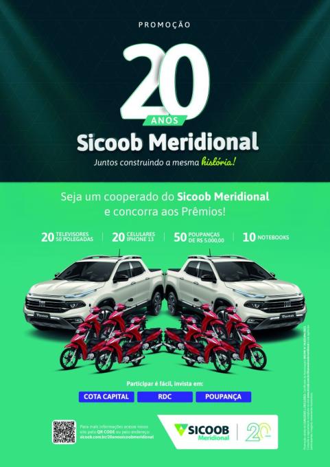 Sicoob Meridional divulga ganhadores do segundo sorteio da Campanha de 20 anos